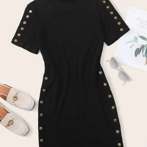 Brand New-Never worn. Bodycon, button detailed, knit ribbed dress.